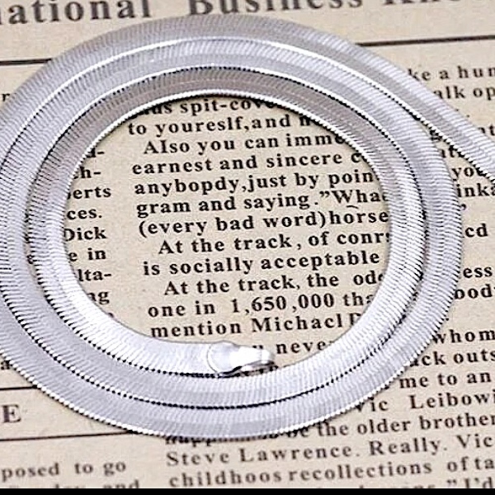 Sterling Silver Herringbone Flat Snake Necklace - Picture 13 of 14